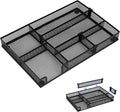 Desk Drawer Organizer Tray with 2 Adjustable Compartments, Metal Mesh Drawer Organizer, Multifunctional Desktop Drawer Organizer Organizer Set for Office, Home and School Supplies, 2.6x8.26x1.57 in