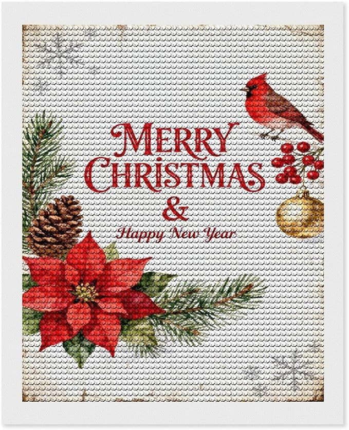 AIVKIEJK Diamond Painting Kits for Adults - Merry Christmas & Happy New Year Painting DIY 5D Full Drill Diamond Dots Paintings with Diamonds Gem Art and Crafts Home Decor 16"x20"