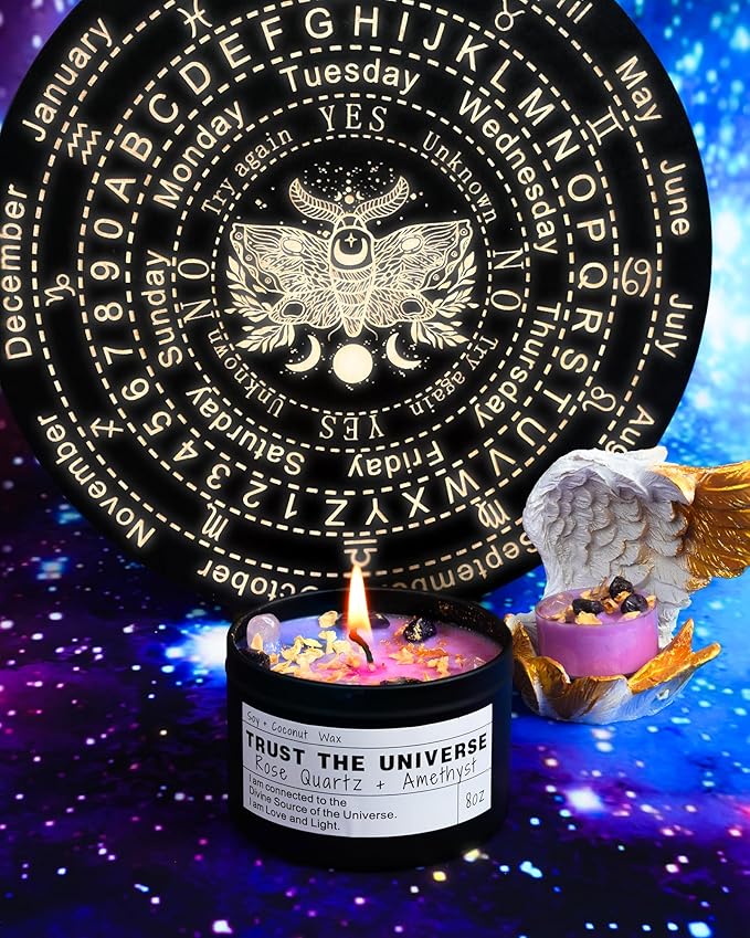Healing Candles, Manifestation Magical Candles, Energy, Chakras, Law of Attraction, Gifts to Empower Women, Birthday Graduation Gifts, Emotional Support. (Trust The Universe)