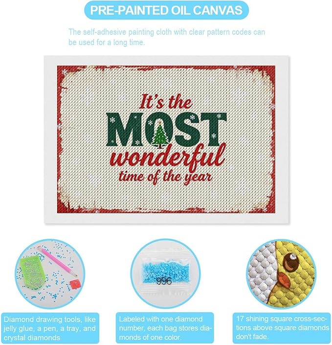 Diamond Painting Kits for Adults - Quote & Christmas Tree Humorous Most Wonderful Time of The Year Painting DIY 5D Full Drill Diamond Dots Paintings with Diamonds Gem Art And Crafts Home Decor 8"x12"