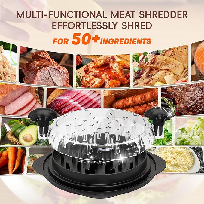 XL11.5” Chicken Shredder, Large Pro Meat Shredder Tool Twist with Ergonomic Handle, Strong Non-Slip Base, Dishwasher Safe, Kitchen Chicken Grinder for Ground Food, Vegetables, Black