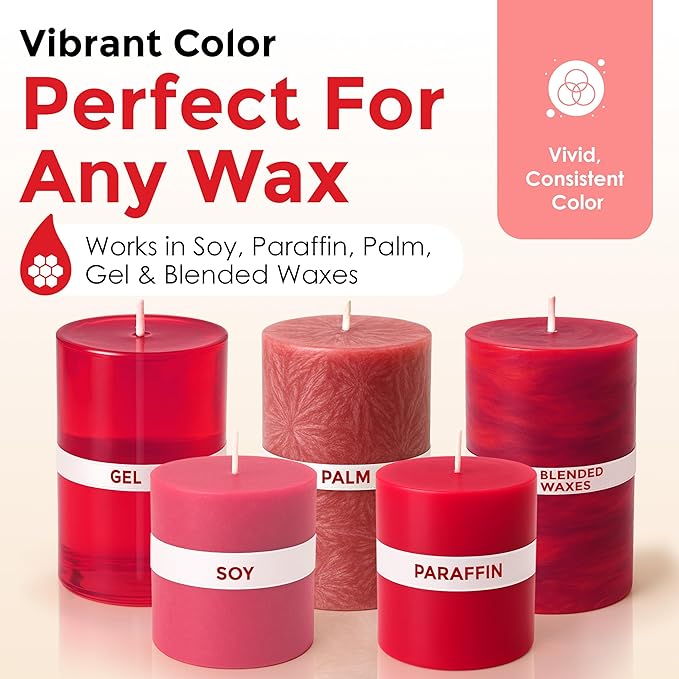 Red Liquid Candle Dye (1 oz) - Made in the USA - Safe and Easy to Use - Pure and Simple Ingredients - Candle Making Supplies for Soy, Paraffin, Palm or Gel Wax - 10 Vibrant Colors to Choose from