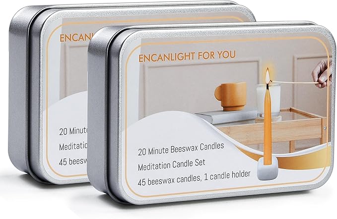 Meditation Beeswax Candles 90Pcs, 20 Minute Mini Candles Set, 2.6 Inch Small Bees Wax Taper Candles - Smokeless, Dripless and Non-Toxic for Home, Women Gifts, Yoga-Yellow