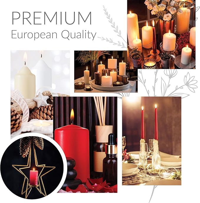 Tribello 6" Ivory Candlesticks - Pack of 8 Short Taper Candles - 5 Hour Long Burning Cream Candlesticks for Christmas, Holiday, Table Candles for Wedding, and Home Decoration