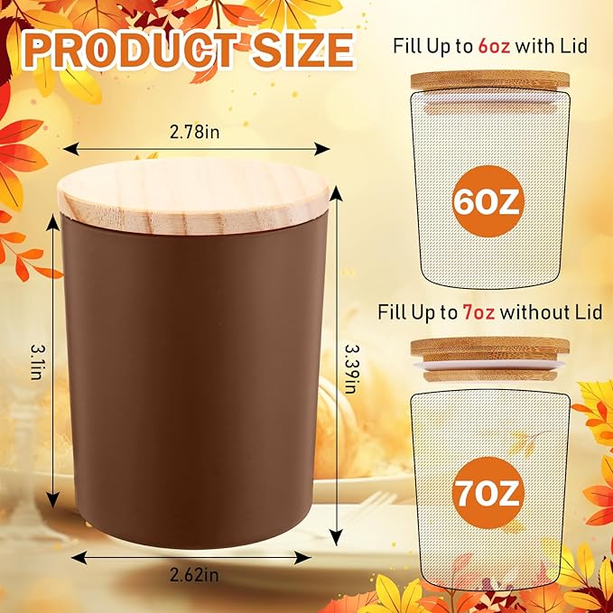 Ziliny 16 Pcs Winter Candle Jars for Making Empty Candle Vessels Bulk 7 oz Glass Jars with Bamboo Lids Tins for Making Storing Biscuits Tea Party Favors
