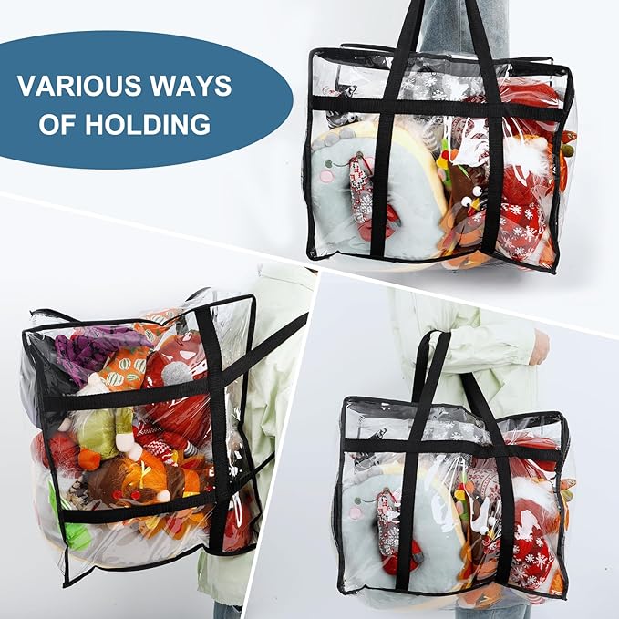 6Pack Clear Blanket Storage Bags, Vinyl Comforter Clothes Storage Closet Organizers and Storage Containers Moving Bags with Reinforced Handle for Bedding, Clothing, Comforters, Pillows, Toys,40L