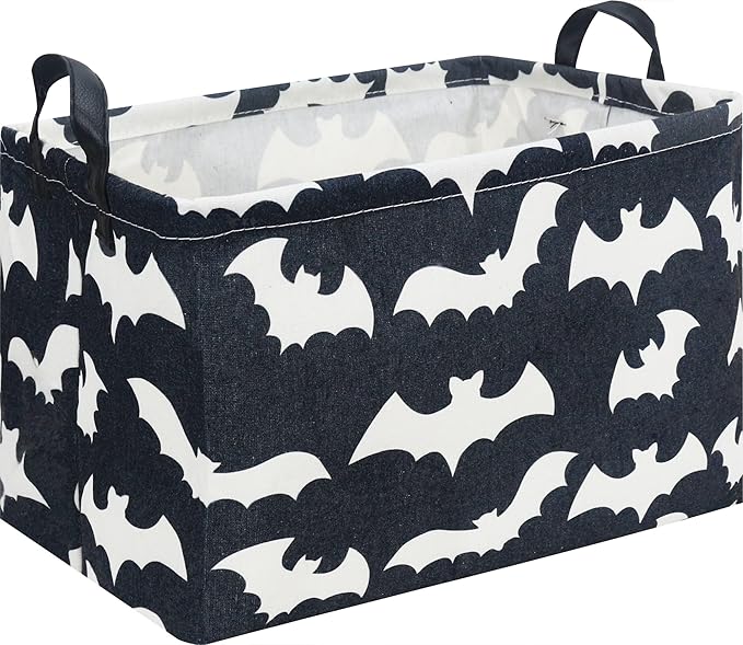 Rectangle Storage Basket with Handles,Collapsible Kids Toys Bin,Books Box,Gift Basket(Bat)