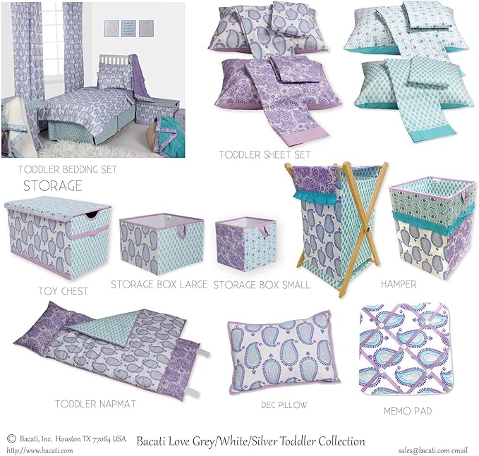 Bacati - Paisley Kids Storage (Nursery Storage Caddy, Lilac/Purple/Aqua)