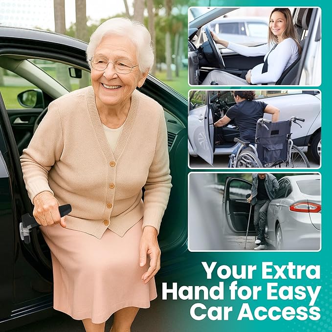 Pack 2 - Car Handle Assist for Elderly Car Door Handle for Elderly Grip & Support Bar, 3 in 1 Car Assist Handle for Elderly with Window Breaker & Seatbelt Cutter (Black)