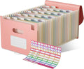 EcoStash Wheat Straw Accordion File Organizer, 26 Pockets Expanding File Folder, Monthly Bill Receipt Organizer with A-Z Tabs, BPA Free, Letter/A4 - Strawberry Pink