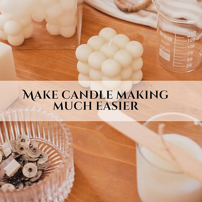200PCS Candle Wicks 10 Inch with Candle Stickers – 100PCS Large Cotton Candle Wicks and 100PCS Double Sided Candle Stickers for Candle Making Candle DIY Supplies