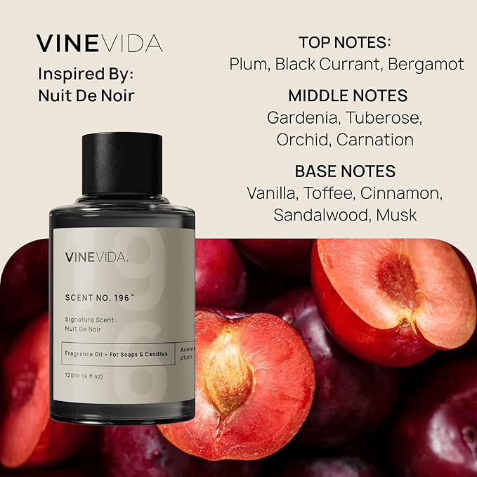 VINEVIDA [4 oz] Scent Nuit De Noir; Fragrance Oil for Candle Making and Soap Making - Winter & Holiday Oils