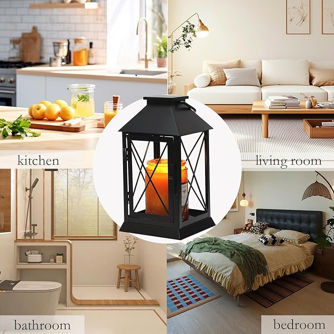 Candle Warmer Lamp with Timer,Compatible with 3 Wick Candles/Large Candel Jars,Vintage Lamp Candle Warmer Lantern,Dimmable Candle Lamp Warmer Farmhouse,Fully Enclosed Designed and Hanging Up-Black