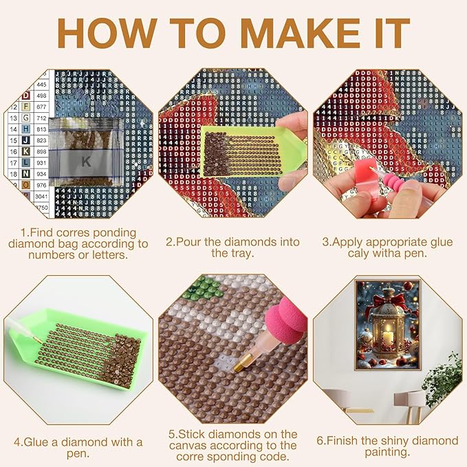 MEIYUDA Christmas Diamond Painting Kits for Adults, 5D Christmas Candles Diamond Art Kits for Adult Beginners, Vintage DIY Full Diamond Art Painting Kit for Home Wall Decor Gift 12x16inch