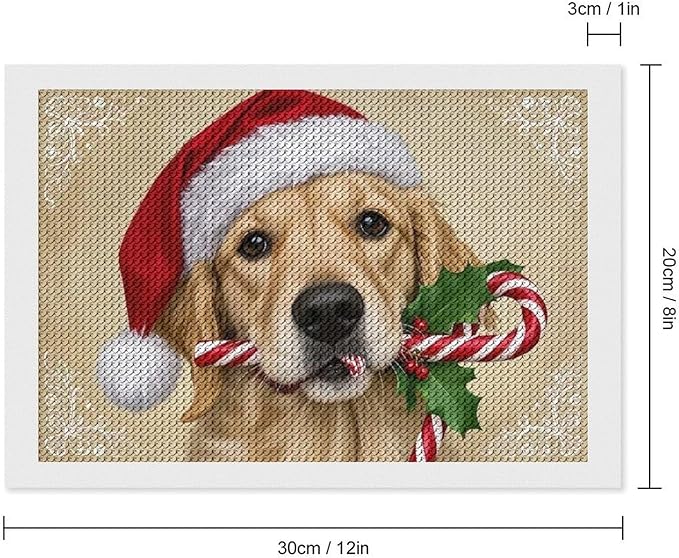 Diamond Painting Kits for Adults - Christmas Golden Retriever Puppy in Santa Hat with Candy Cane Painting DIY 5D Full Drill Diamond Dots Paintings with Diamonds Gem Art And Crafts Home Decor 8"x12"