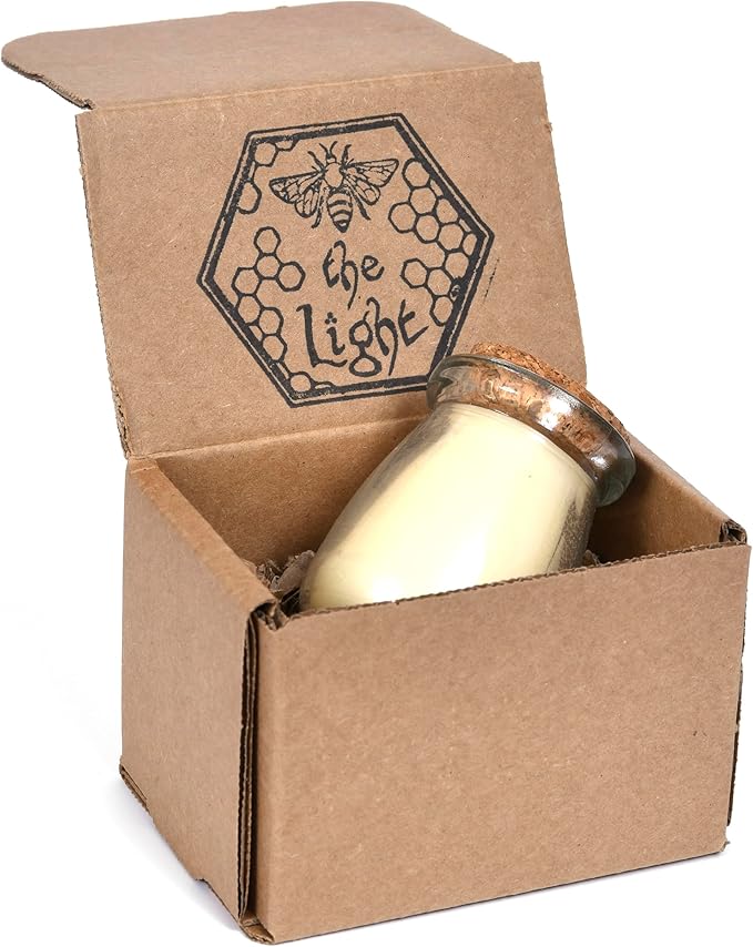 BeeTheLight Beeswax Jar Candle - 100% Pure USA Bees Wax in Glass Container - Vanilla Honey