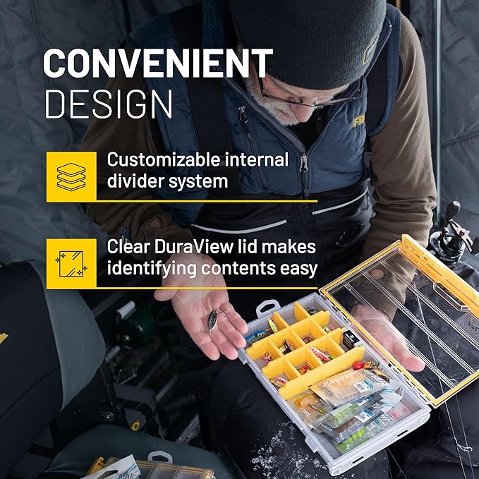 Plano EDGE Flex 3600 Tackle Storage, Includes 38 Flex Dividers, Gray and Yellow, Customizable Waterproof Tackle Box Organization, Rustrictor Rust-Resistant Technology