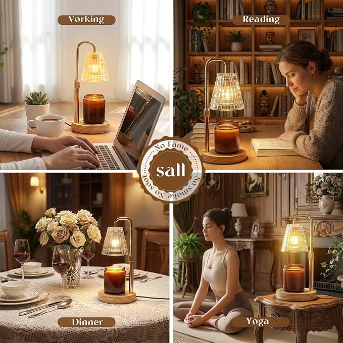 Glimra Candle Warmer Lamp Electric Timer,Candles Candle Wax Warmer for Jar Candles,Adjustable Candle lamp Birthday Gifts,for Mom Women Friend Sister,Office Apartment Dorm Room Home Decor Amber