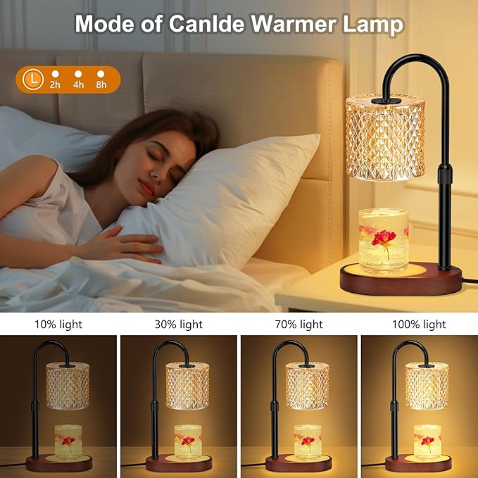 ZENLEA Candle Warmer Lamp with Timer, Dimmer Candle Lamp with RGB Light, Height Adjustable, Ideal Home Decor and Housewarming Gift for Mom, Women