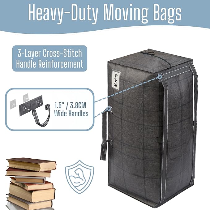 VENO 10 Pack Heavy Duty Moving Bags with Backpack Straps, Zippers & Handles, Extra Large Packing Bags for College Dorm Essentials, Moving Supplies Alternative to Cardboard Moving Boxes