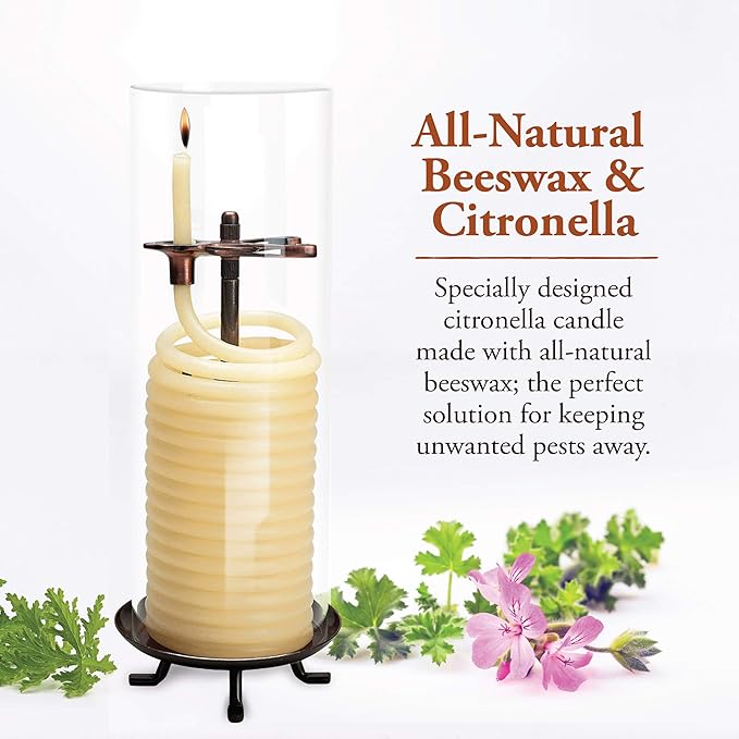 Candle by the Hour 80-Hour Citronella Candle, Glass Cylinder, Eco-friendly Natural Beeswax with Cotton Wick