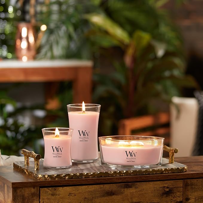 WoodWick Vanilla & Sea Salt Gifts for Women and Men, 9.7 oz Medium Hourglass Candle with Crackling Wick