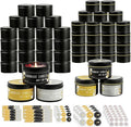 CONNOO 48 Pack Candle Tins - 24pcs 8oz + 24pcs 4oz Matte Black Jars with Lids for Making Candles, Bulk Empty Containers with Sticky Warning Labels for Candle Making, Storage, and Gift