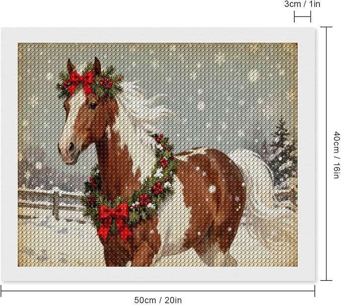 AIVKIEJK Diamond Painting Kits for Adults - Christmas Festive Holiday Horse with Snowy Mane Painting DIY 5D Full Drill Diamond Dots Paintings with Diamonds Gem Art and Crafts Home Decor 16"x20"