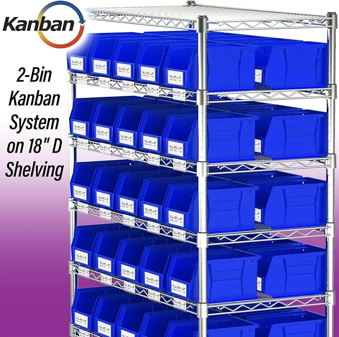 Akro-Mils 30237 AkroBins Plastic Storage Bins, Space-Saving Stackable Bins for Garage, Pantry, Craft Organization, 9" x 6" x 5", Blue, 12-Pack