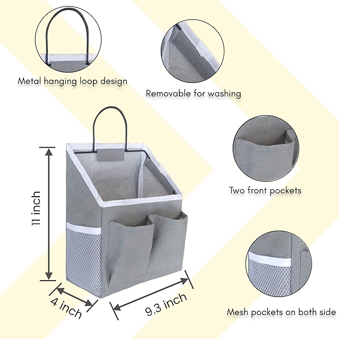 Kanrichu 2pcs Wall Hanging Baskets for Organizing, Hanging Storage Bag as Over the Door Organizer, Wall File Organizer, Rv Storage and Organization. For Bedroom, Office, Camper (Black-Upgraded)