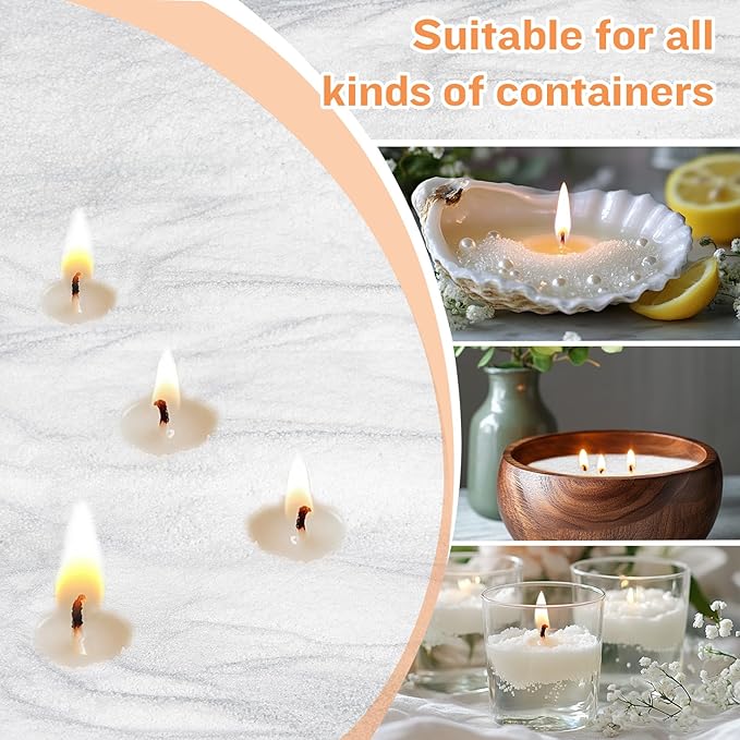 White Pearled Candles for DIY Christmas -15.87oz Sand Wax Refillable Sand Candles with Wicks and Wick Tabs Candle Beads and Wicks for DIY Candle for Christmas, Home, Weddings