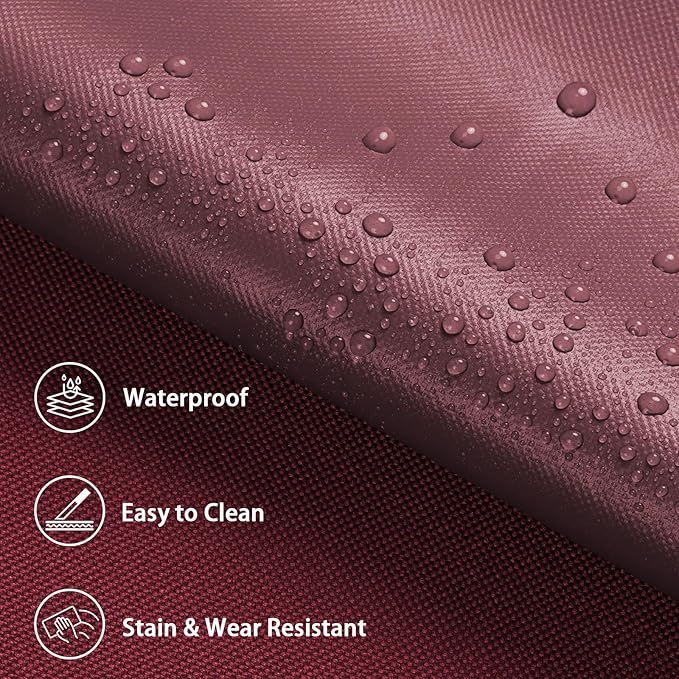 Waterproof Marine Canvas Fabric by The Yard 58"W 600D PVC Backing Water-Resistant Polyester Fabric Upholstery Material for Outdoor Indoor Marine Awning Tent Boat Furniture Cover DIY, 8 Yards Wine Red