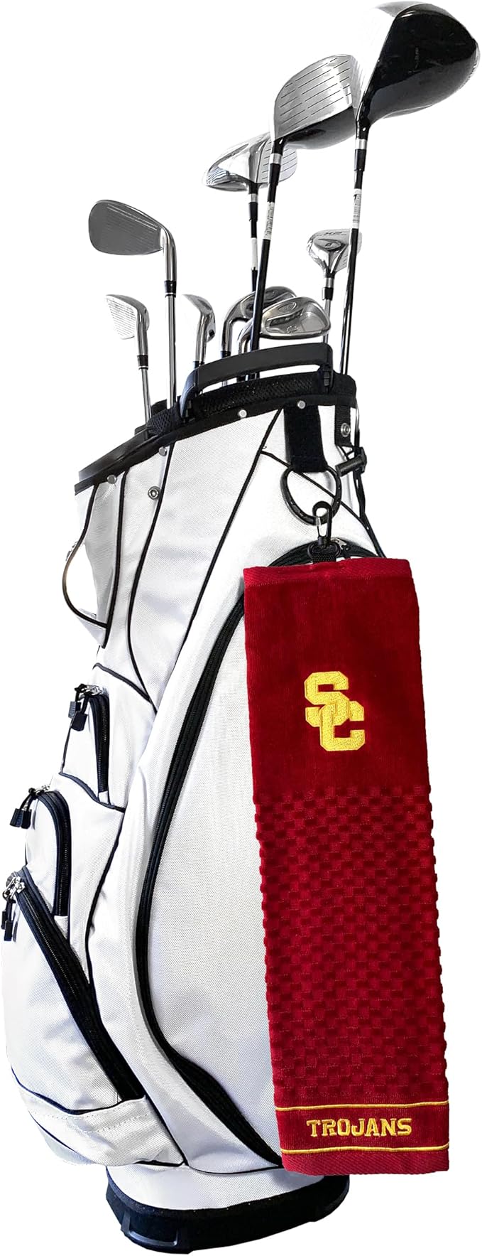 Team Golf NCAA USC Trojans Embroidered Golf Towel Embroidered Golf Towel, Checkered Scrubber Design, Embroidered Logo