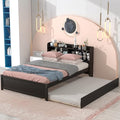 Harper & Bright Designs Full Size Bed Frame with Bookcase Headboard, Wooden Full Size Platform Bed with Trundle and Storage for Kids Girls Boys, No Box Spring Needed, Easy Assembly, Espresso