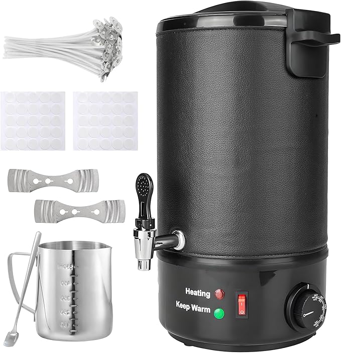 POWLAB Commercial 8L Wax Melter for Candle Making - Electric Wax Melter for Candle Making with Easy Pour Spout, Temperature Control & Quick Melt Design - Ideal for Soap, Soy Wax, Home or Business Use
