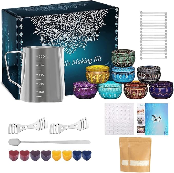 LCPKUTTR Candle Making Supplies Kit for Adults Kids,Candle Making Kit, DIY Scented Candle Making Kits Including Soy Wax Wicks Dyes Melting Pot Tins Spoon, Festival Gifts for Women TH0JY-1210