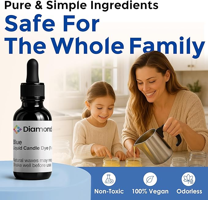 Blue Liquid Candle Dye (.5 oz) - Made in the USA - Safe and Easy to Use - Pure and Simple Ingredients - Candle Making Supplies for Soy, Paraffin, Palm or Gel Wax - 10 Vibrant Colors to Choose from