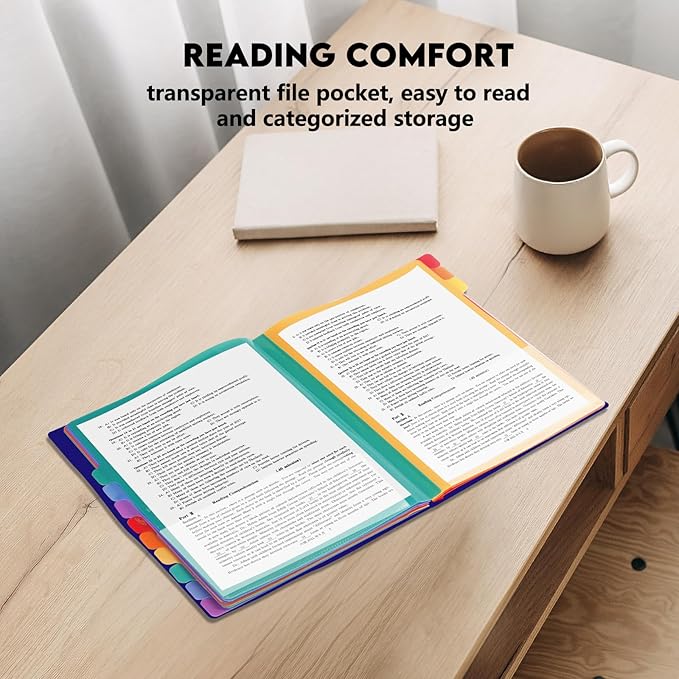 24 Pockets Expanding File Folder Organizer,Accordion File Organizer,A4 Letter Size,Rainbow Tab, for Home/Office/School Document Organizer (Blue)