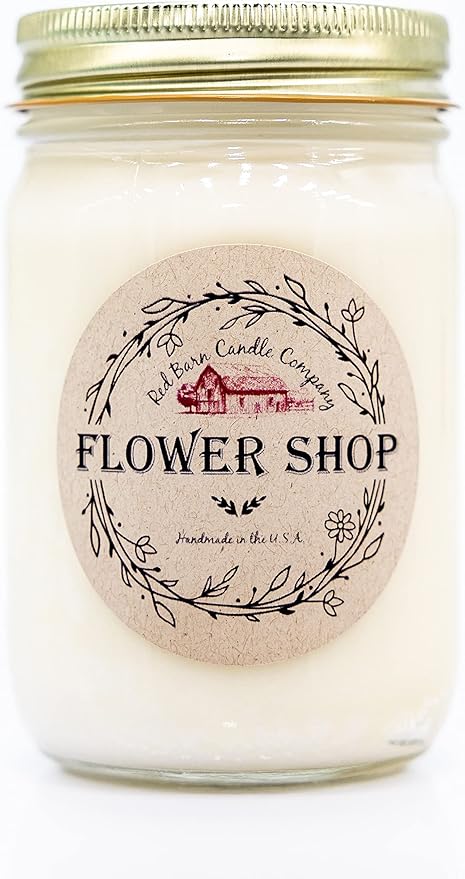 Flower Shop Aromatherapy Candle 12 oz | 100% All-Natural Soy Wax & Essential Oil Infused | 40+ Hour Burn Time | Pet Safe + Smoke Odor Eliminating | Handmade in U.S.A. | Non-Toxic Candles