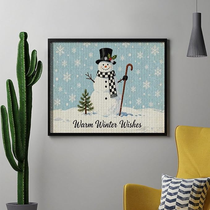 AIVKIEJK Diamond Painting Kits for Adults - Christmas Festive Winter Snowman Warm Winter Wishes Painting DIY 5D Full Drill Diamond Dots Paintings with Diamonds Gem Art and Crafts Home Decor 16"x20"