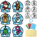 Qyeahkj 36 Set Winter Christmas Suncatchers Craft Kit for DIY Santa Snowman Reindeer Globe Tissue Paper Craft Kit Hanging Decor for Xmas Home Activity Art Project Birthday Party Favor Gift