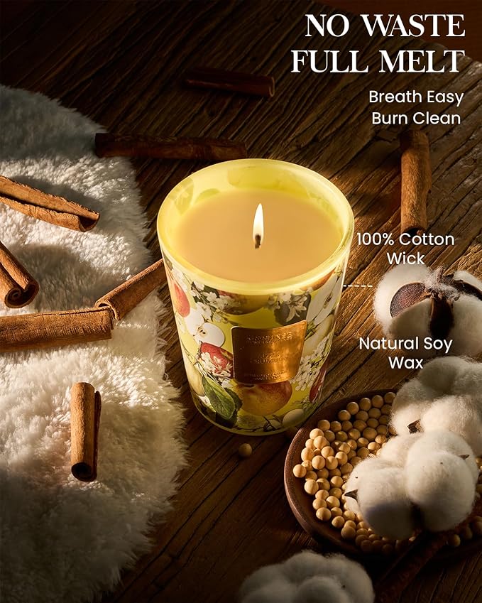 M&SENSE Apple Crumble Soy Candle, 14.1oz 60H Long Lasting, Aromatherapy Candle for Kitchen Warmth Winter Holiday Housewarming Gifts