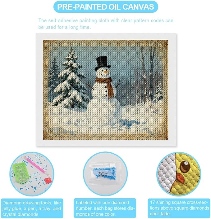 AIVKIEJK Diamond Painting Kits for Adults - Christmas Snowman Painting DIY 5D Full Drill Diamond Dots Paintings with Diamonds Gem Art and Crafts Home Decor 16"x20"