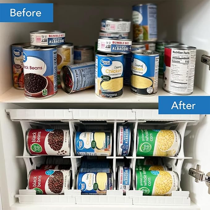 Shelf Reliance Cansolidator Cupboard - 2-Pack Can Organizer for Pantry, Stackable Soda Can Storage for Kitchen, Holds 20 Cans of Food or Soda