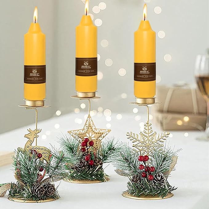 Beeswax Taper Candles 5 inch Natural Beeswax Taper Candlesticks 4 PCS Short Candle Smokeless Tapered Candle for Dinner Party Decoration Gift - 8 Hour Burn Time