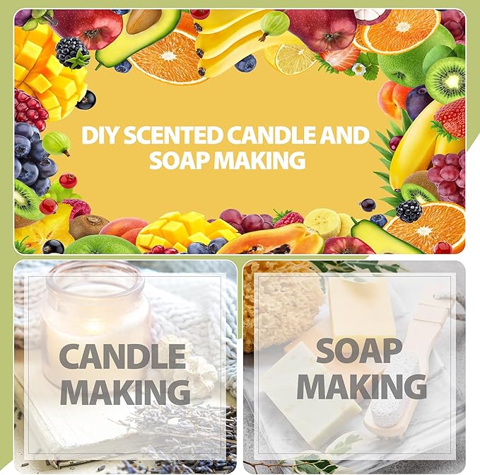 PHATOIL 10Pcs Fruity Fragrance Oil Set, Coconut, Cherry, Apple, Strawberry, Mango Oils for Candle Making, Freshie Scents for DIY Soap Making, Diffuser Oil Scents Set
