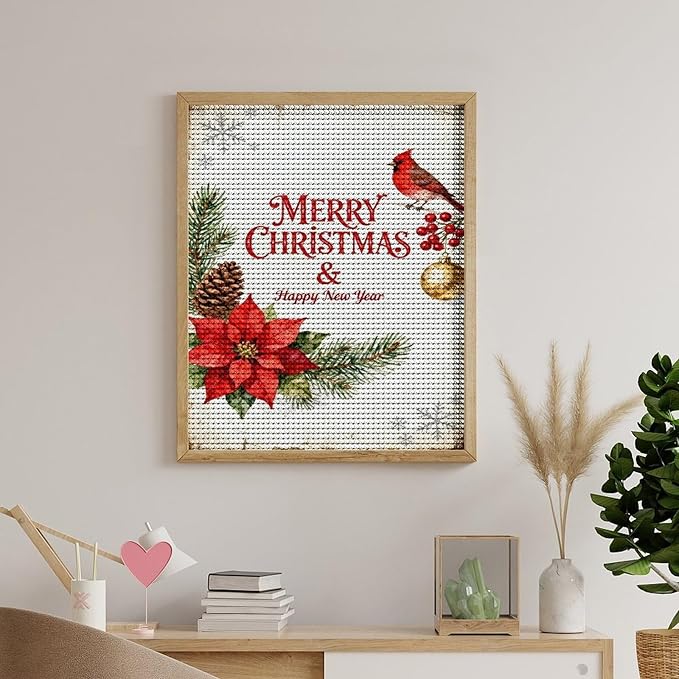 AIVKIEJK Diamond Painting Kits for Adults - Merry Christmas & Happy New Year Painting DIY 5D Full Drill Diamond Dots Paintings with Diamonds Gem Art and Crafts Home Decor 16"x20"
