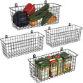 MaraFansie Extra Large Hanging Wall Basket 4-Pack Wall Mounted Wire Basket Cabinet Storage Bin Organizer Wall Shelves Farmhouse Decor for Home Kitchen Bathroom, Black