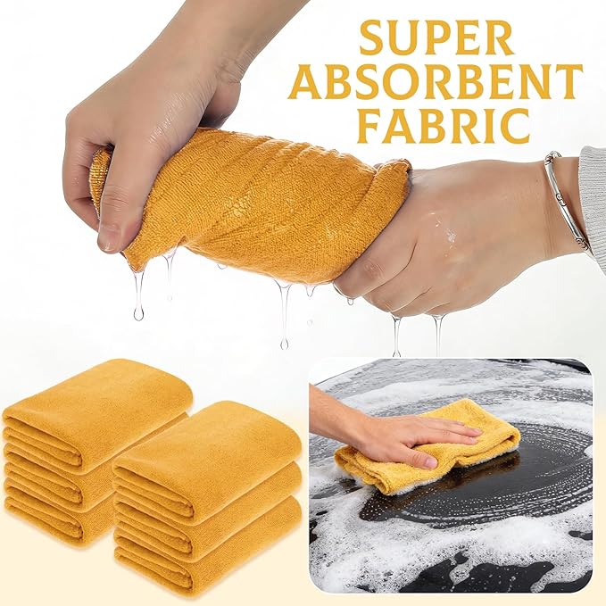 6 Pcs Extra Large Microfiber Cleaning Cloth Reusable Microfiber Towels Thick Washable Cleaning Towel for Home Office Windows Floors and Cars, 30 x 20 Inch (Orange)