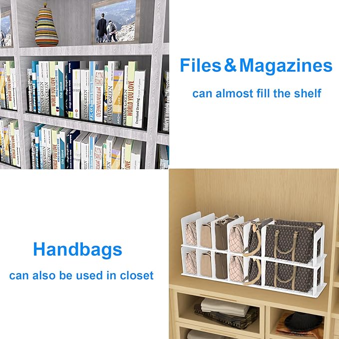 Adjustable Vertical File Sorter Sturdy Plastic Expandable Upright File Holder, Desktop Binder Organizer, School Office File Organizer Bookshelf Divider, Assemble Easily Endlessly, Black